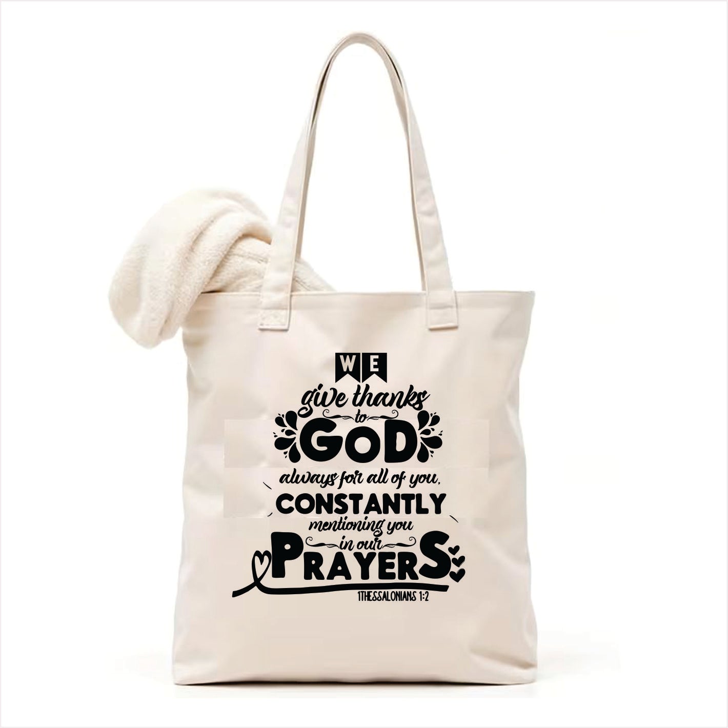 We give thanks to God always for all of you canvas tote bag 3