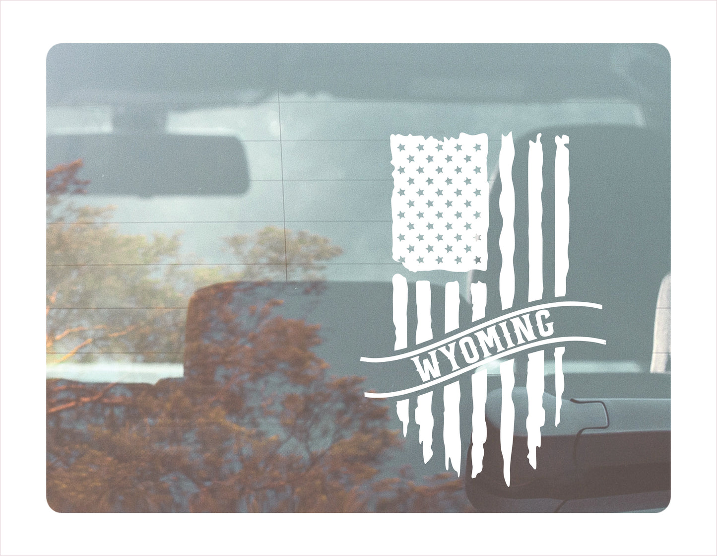 Wyoming Flag Usa White Decal Sticker