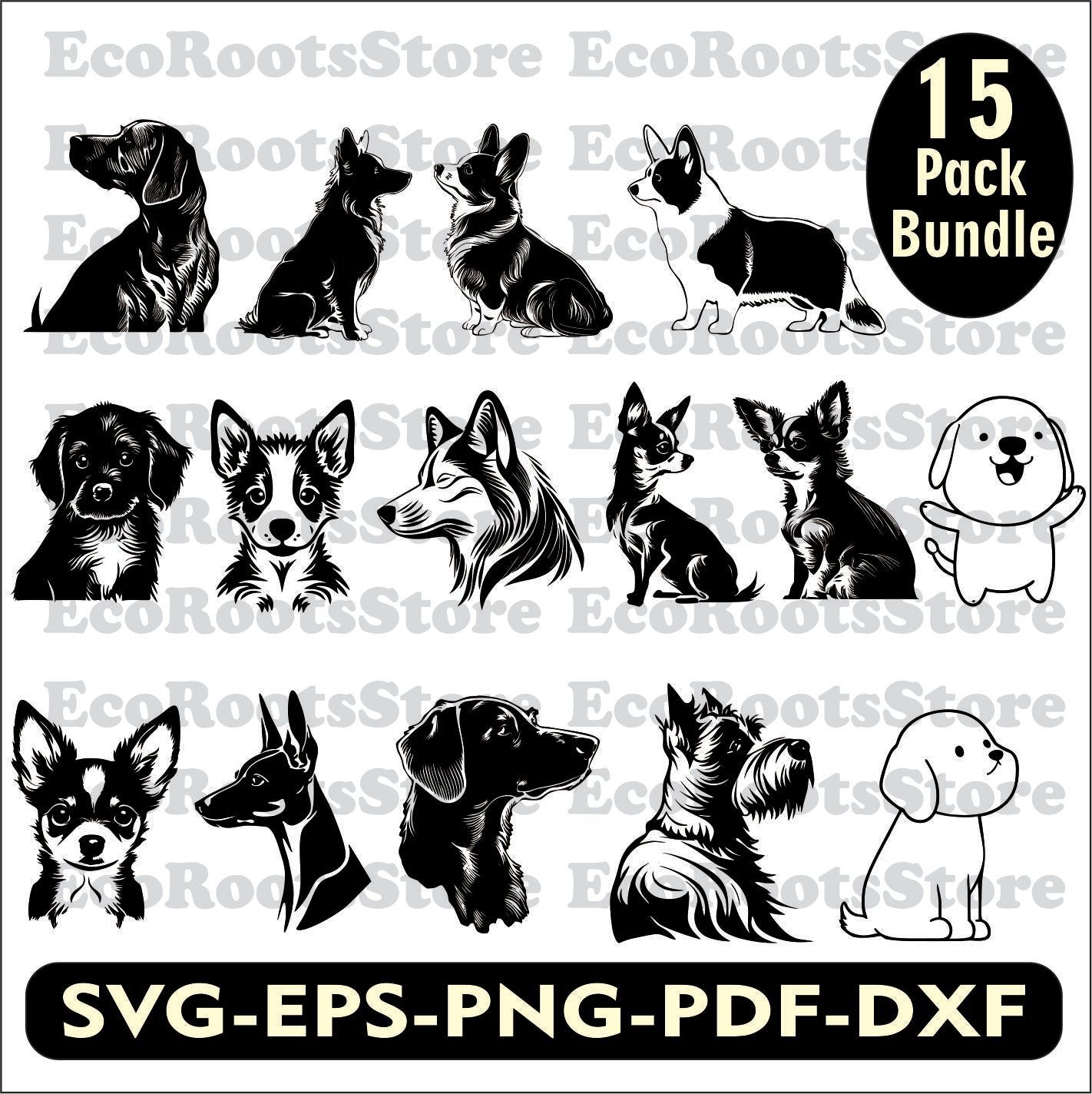 Dog Bundle Designs SVG EPS PNG PDF DXF Cutting File