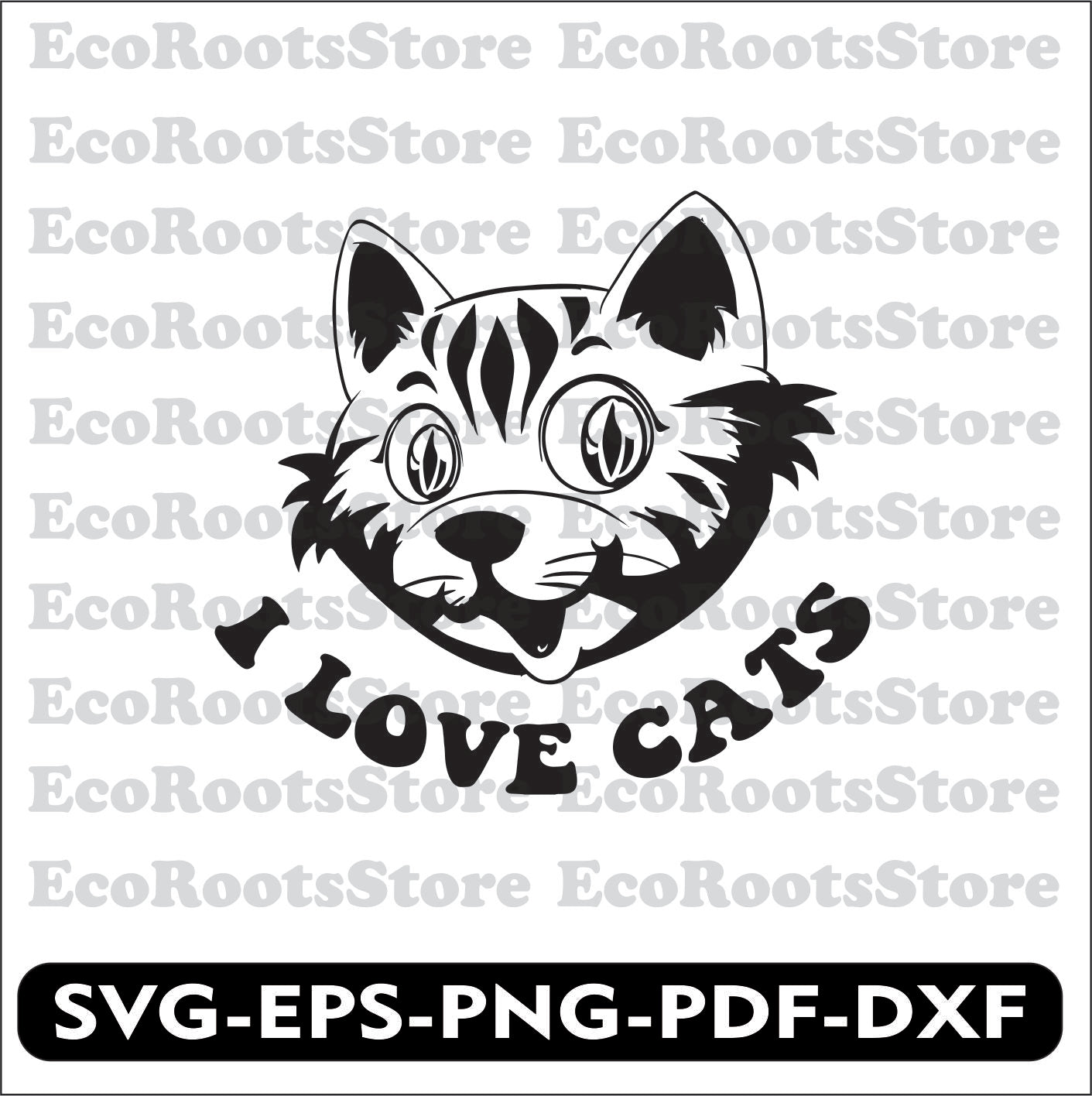 I Love Cats SVG EPS PNG PDF DXF Cutting File