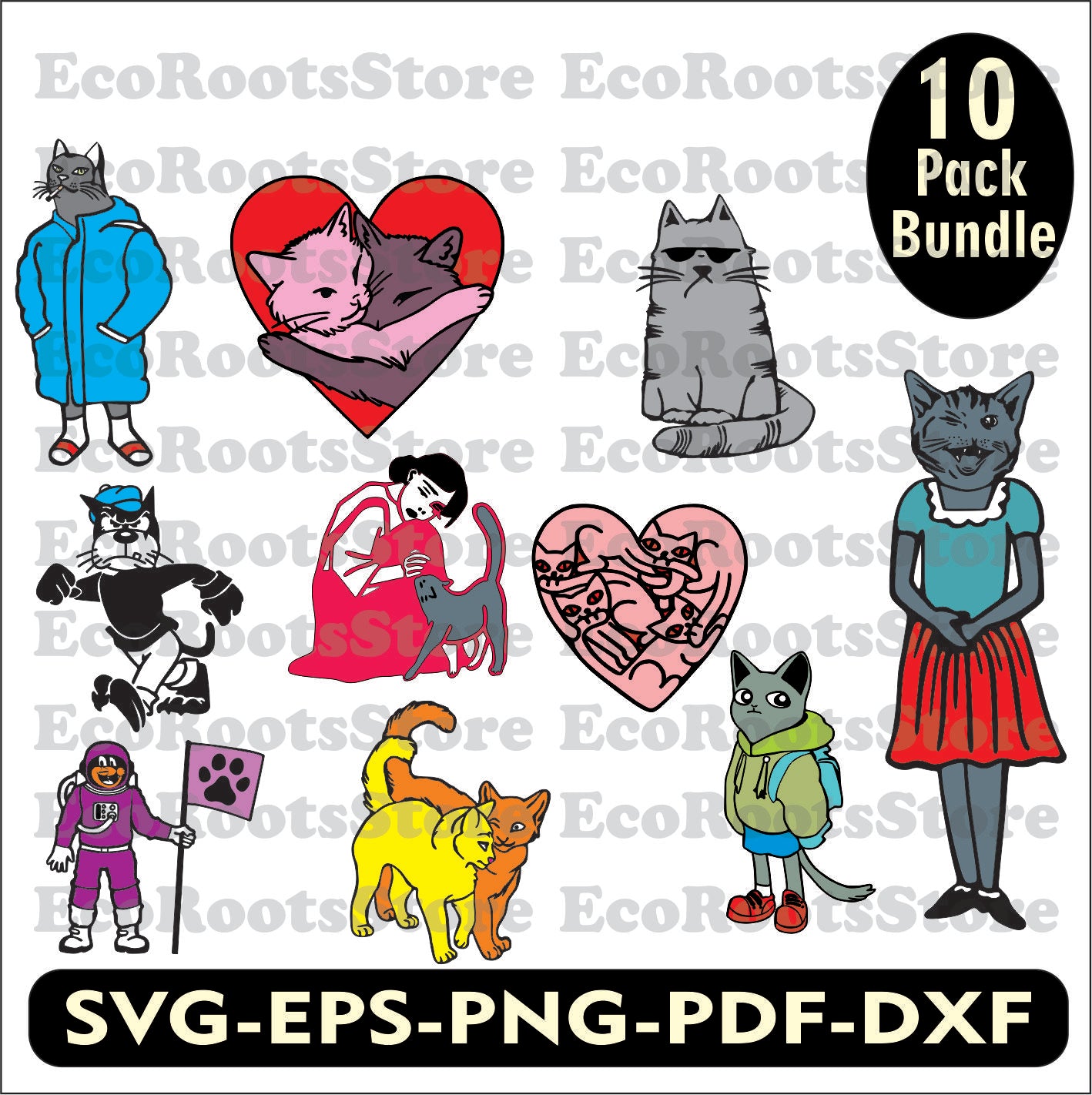 Cat Pack Bundle SVG EPS PNG PDF DXF Cutting File