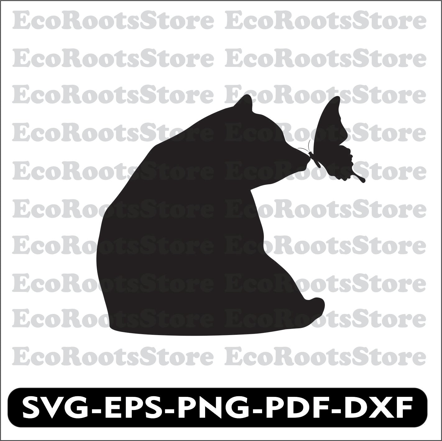 Bear and Butterfly SVG EPS PNG PDF DXF Cutting File