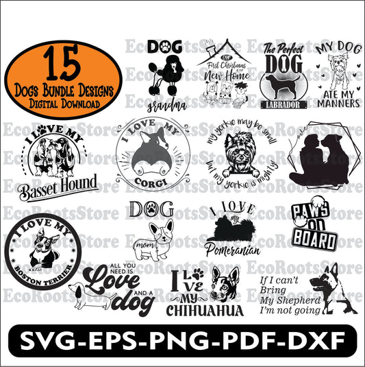Dogs Pack Bundle Designs SVG EPS PNG PDF DXF Cutting File