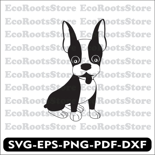 Boston Terrier Dog SVG EPS PNG PDF DXF Cutting File