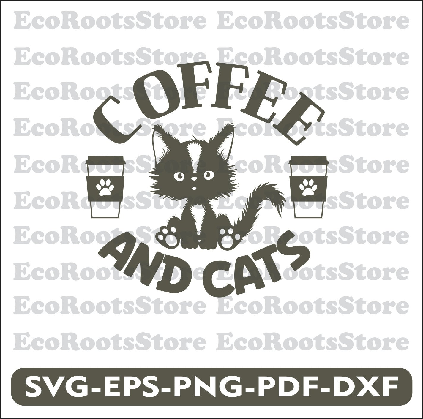 Coffee and Cats SVG EPS PNG PDF DXF Cutting File