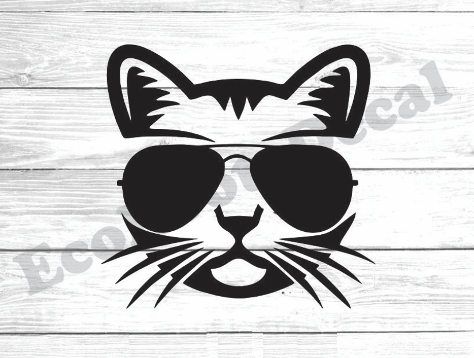 svg file for cutting machines showing a Cat with glasses from eco root store