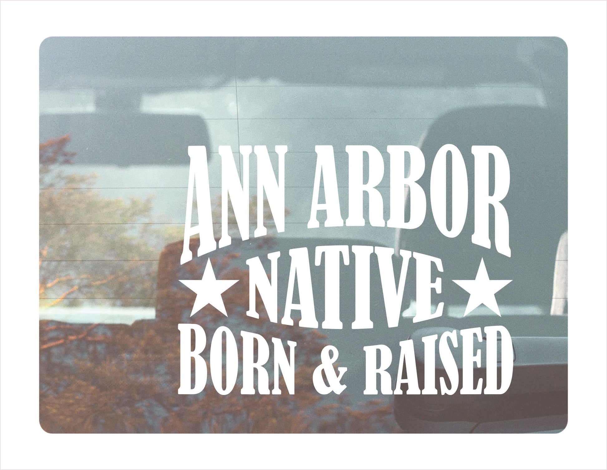 Ann Arbor Native Born Raised Michigan City USA White Decal