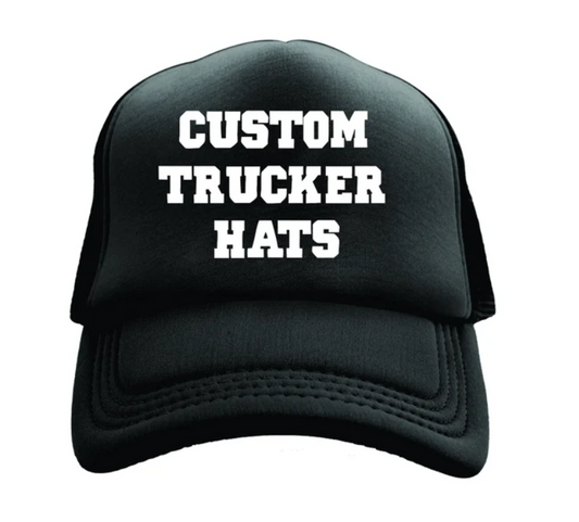 Black custom hat, Personalized cap, Custom text trucker hat