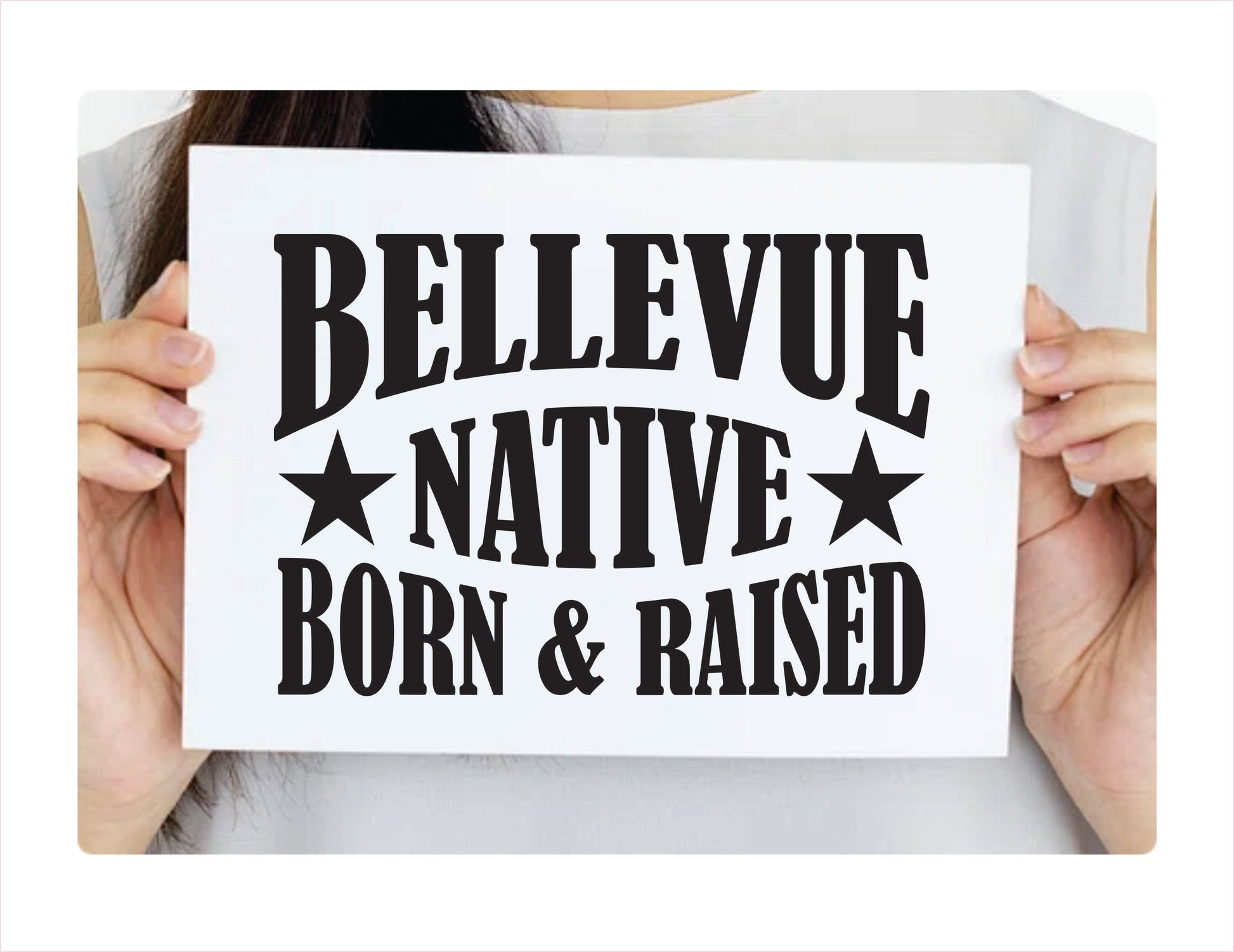 Bellevue Native Born Raised Nebraska City USA Black Decal 