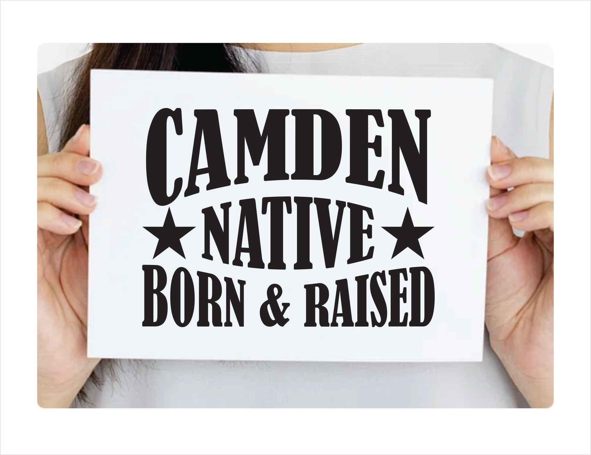 Camden Native Born Raised New Jersey City USA Black Decal 