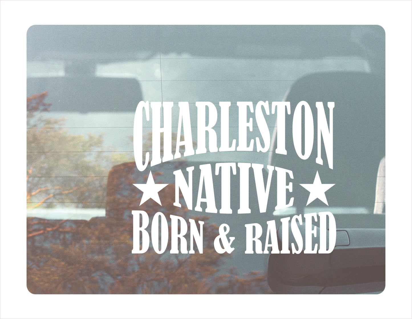 Charleston native born raised South Carolina city usa white decal sticker