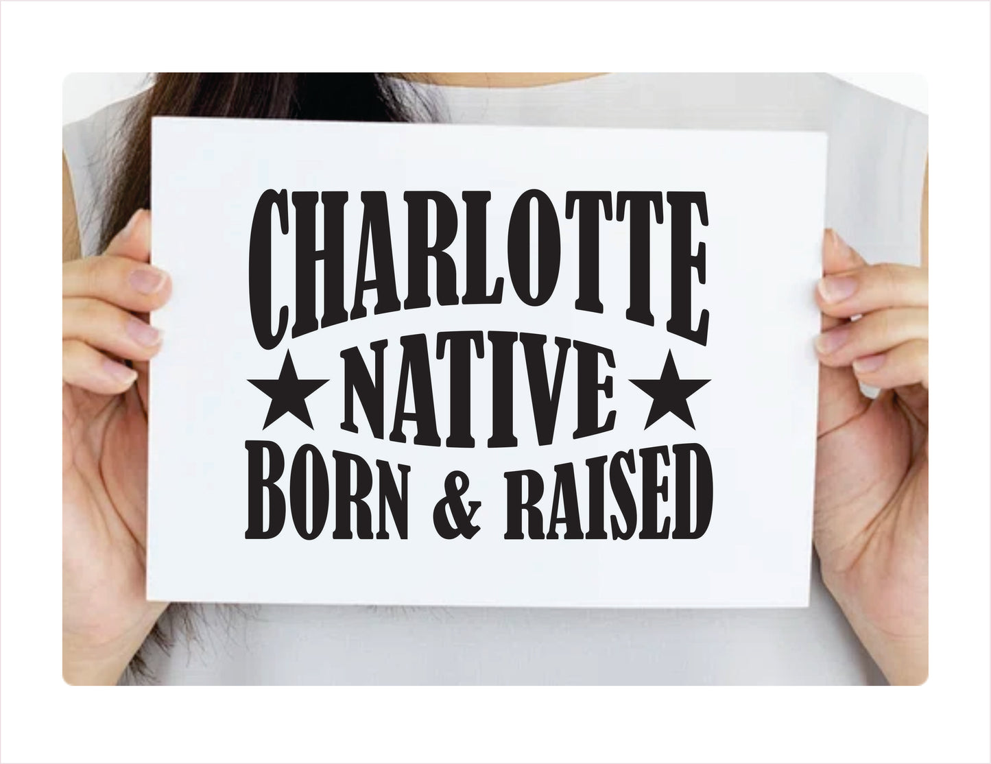 Charlotte native born raised North Carolina city usa black decal sticker