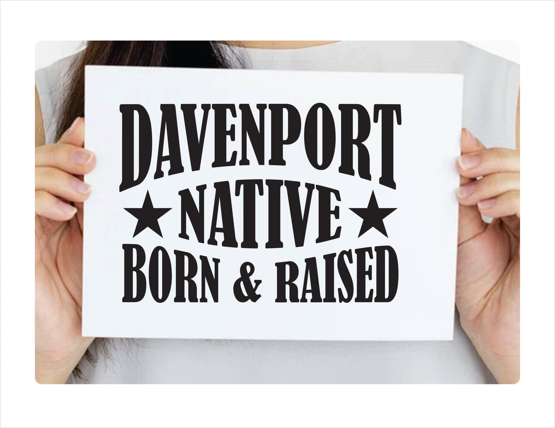 Davenport native born raised Iowa city usa black decal sticker