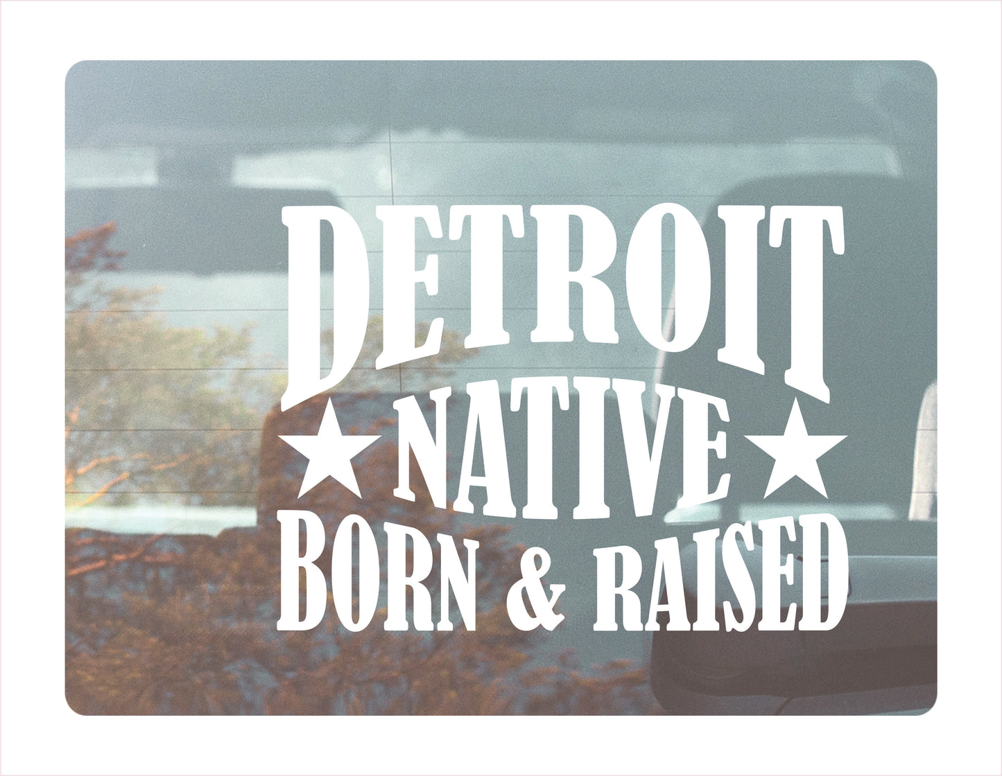 Detroit Native Born Raised Michigan City USA White Decal