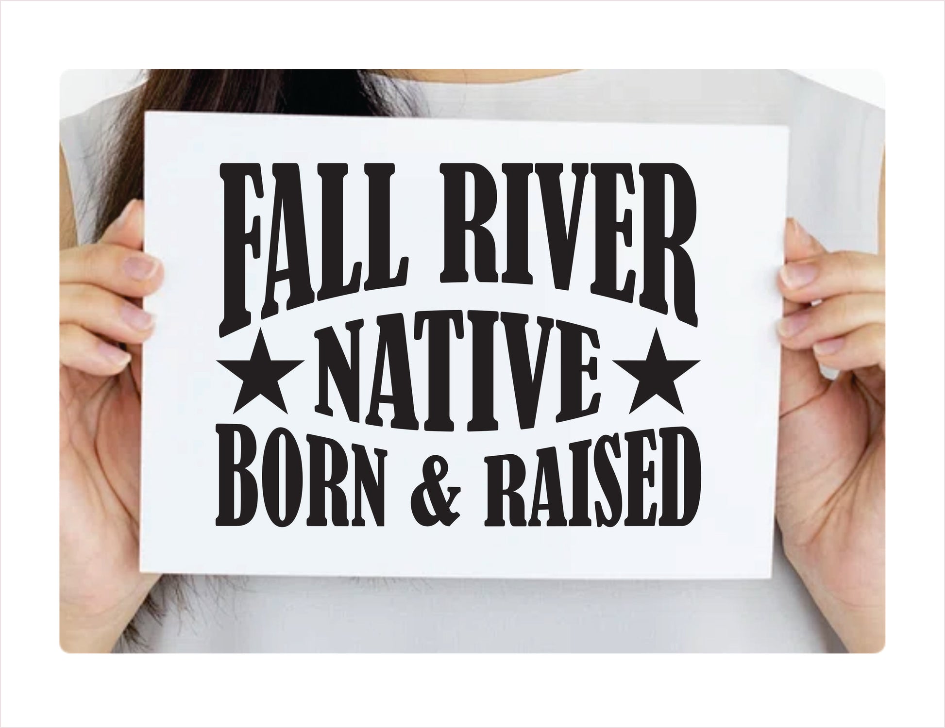 Fall River Native Born Raised  Massachusetts City USA Black Decal