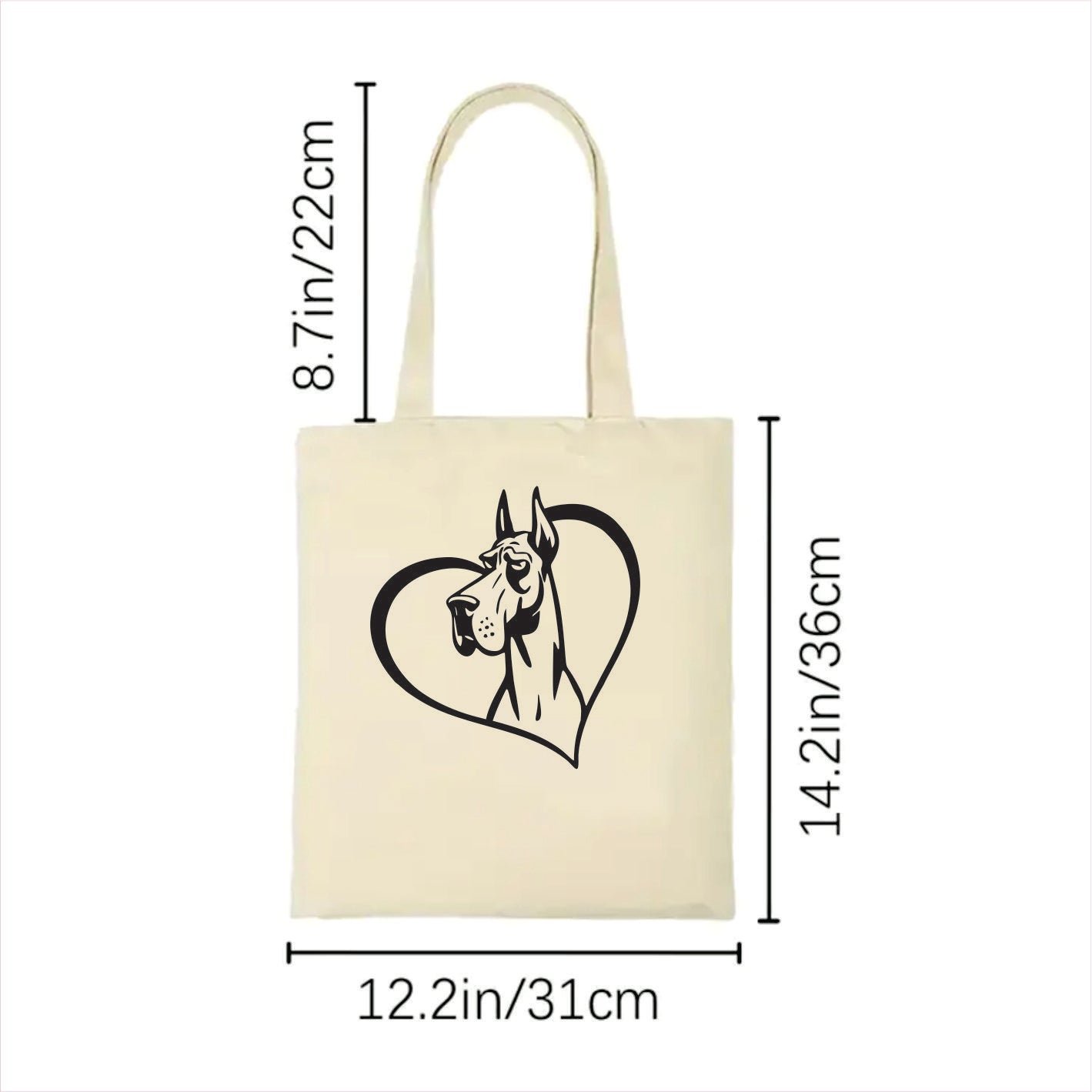 Great Dane heart tote bag 2