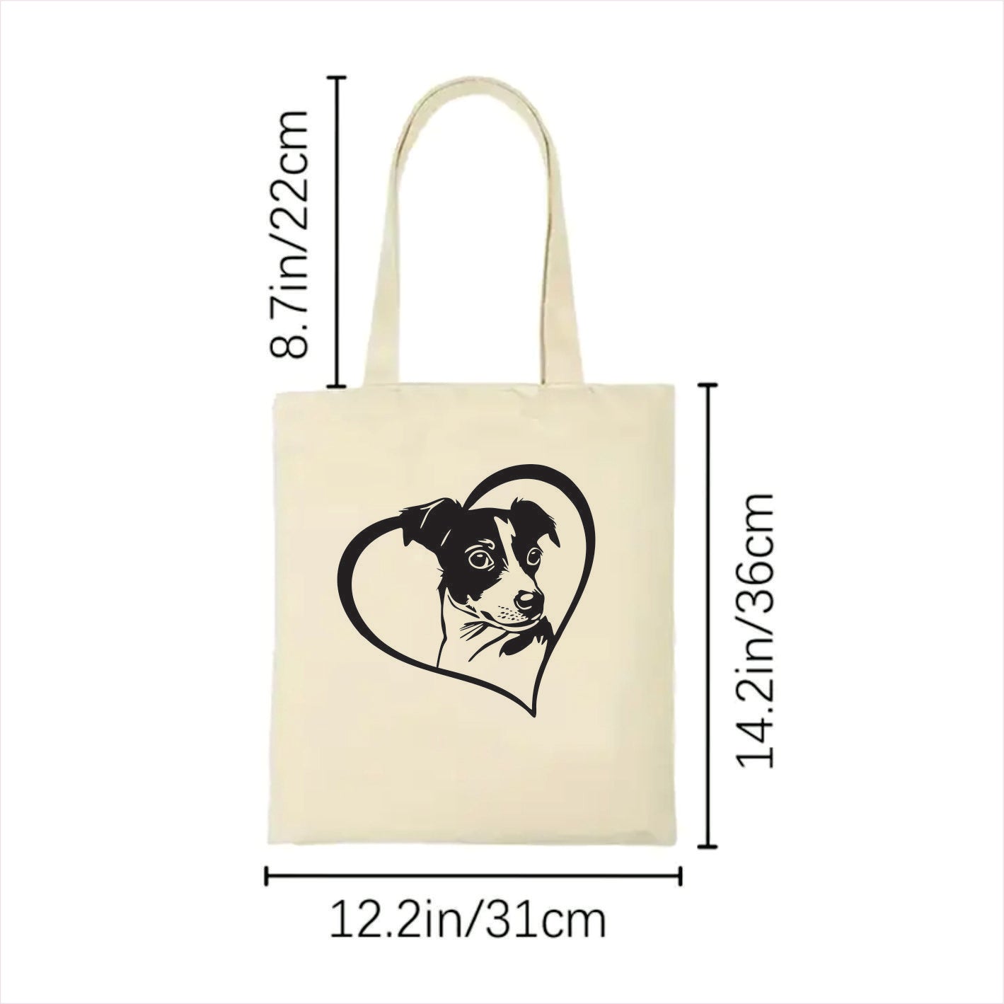 Jack Russell Terrier heart tote bag 2