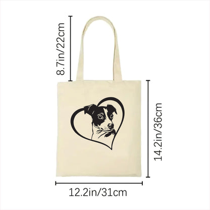 Jack Russell Terrier heart tote bag 2