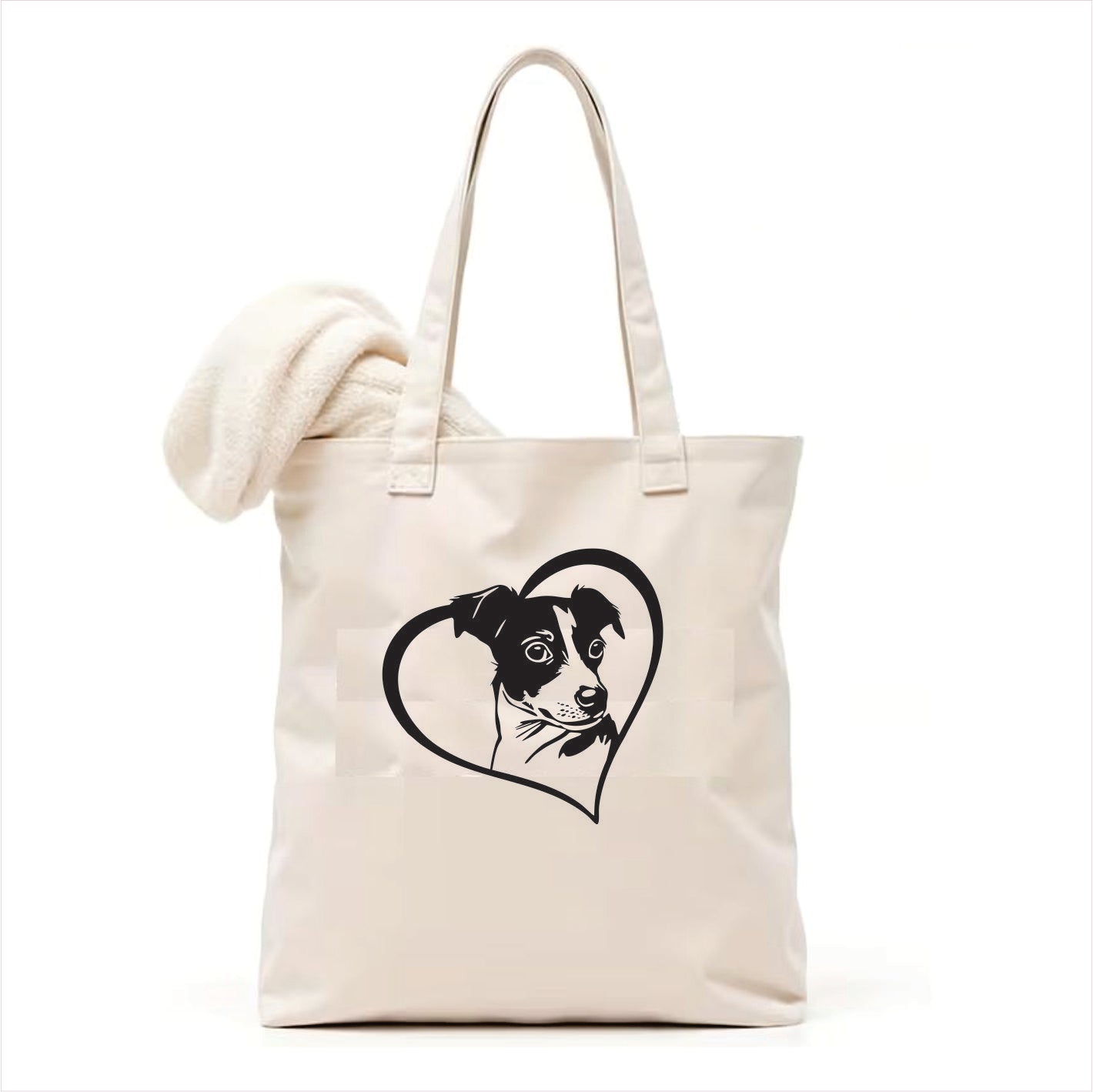 Jack Russell Terrier heart tote bag 3