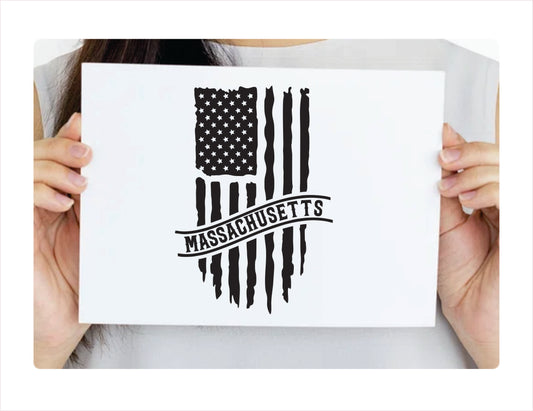 Massachusetts Flag Usa Black Decal Sticker