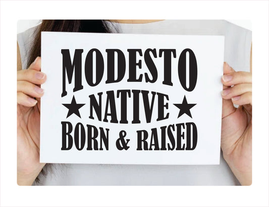 Modesto native born raised California city Usa black decal sticker