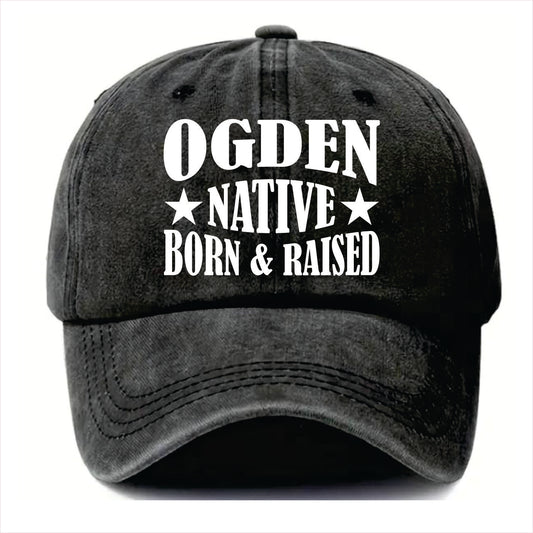 Black cap with 'Ogden Native Born & Raised' text on a white background
