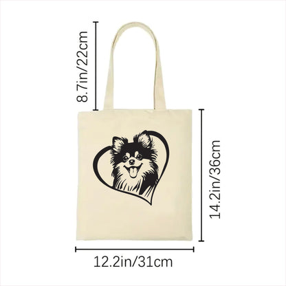 Pomeranian heart tote bag 3