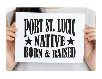 Port St. Lucie native born raised Florida city Usa black decal sticker