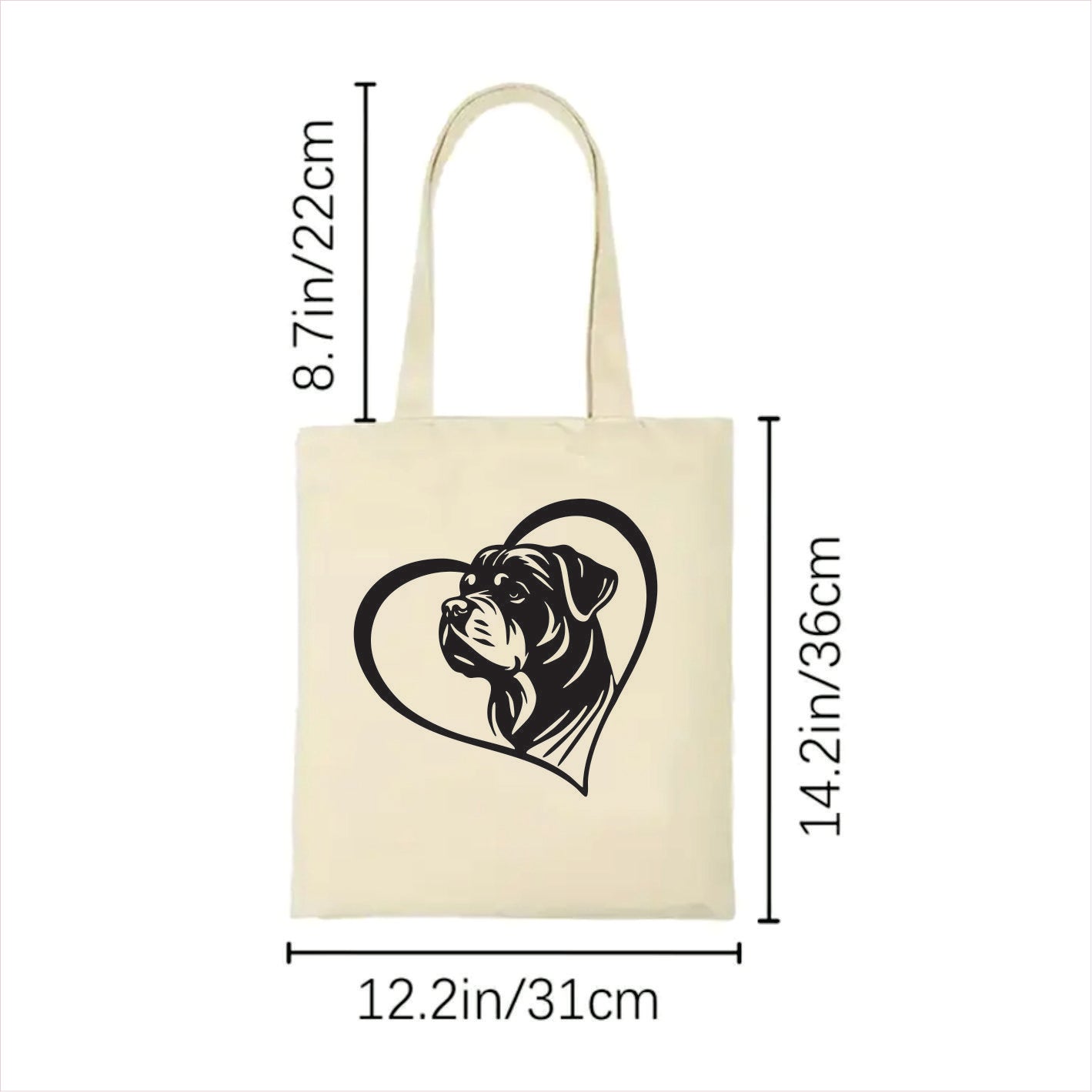 Rottweiler heart tote bag 3