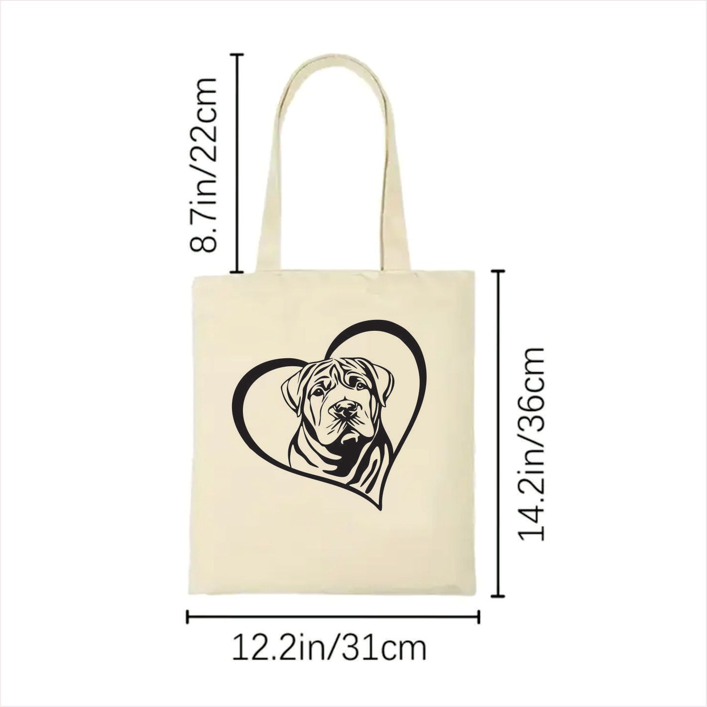 Shar Pei heart tote bag 2