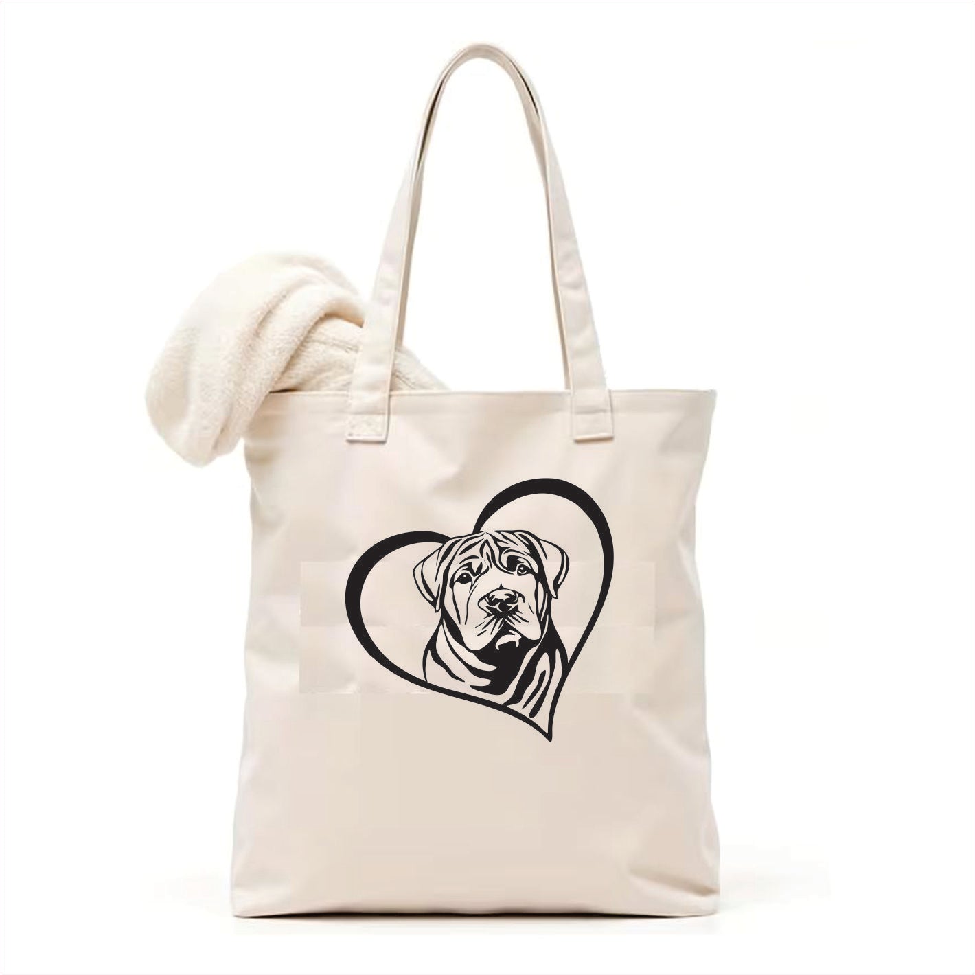 Shar Pei heart tote bag 3