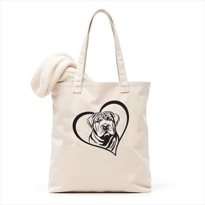 Shar Pei heart tote bag 3