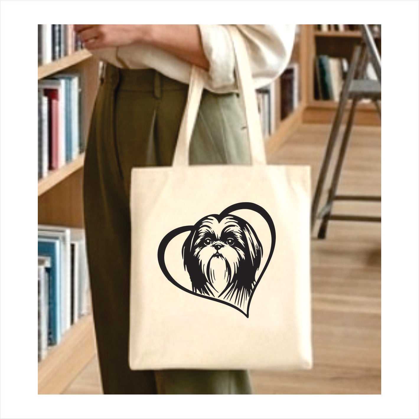 Shih Tzu heart tote bag 1