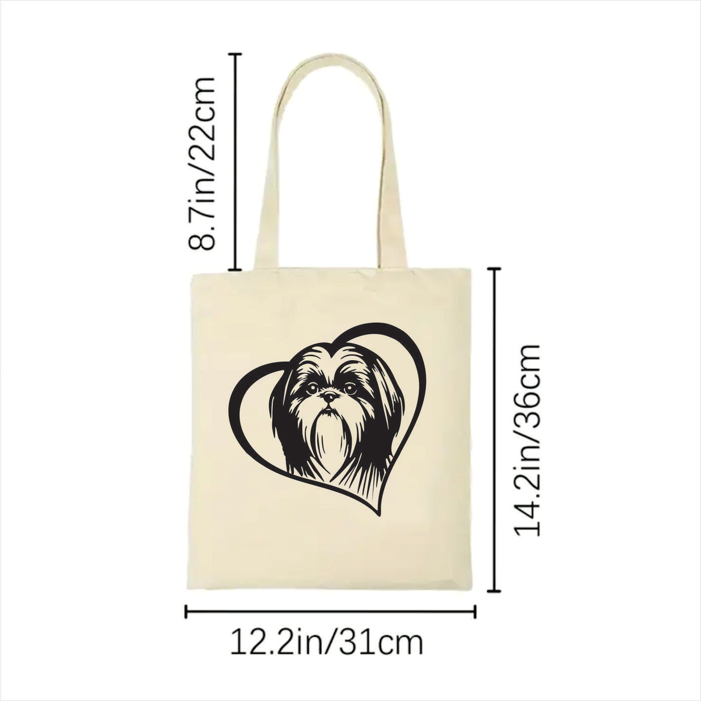 Shih Tzu heart tote bag 2