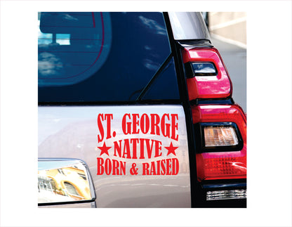 St. George native born raised Utah city usa red decal 