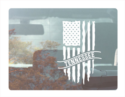 Tennessee Flag Usa White Decal Sticker