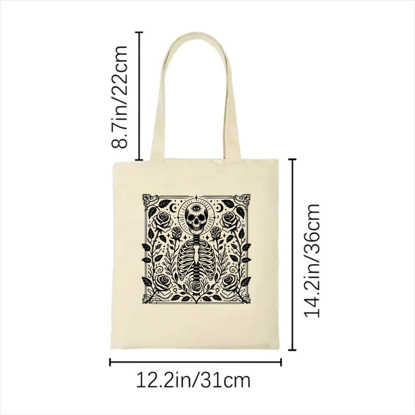 The third eye skull gothic tote bag 2