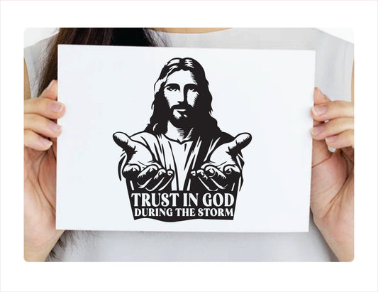 Trust in God during the storm black decal sticker