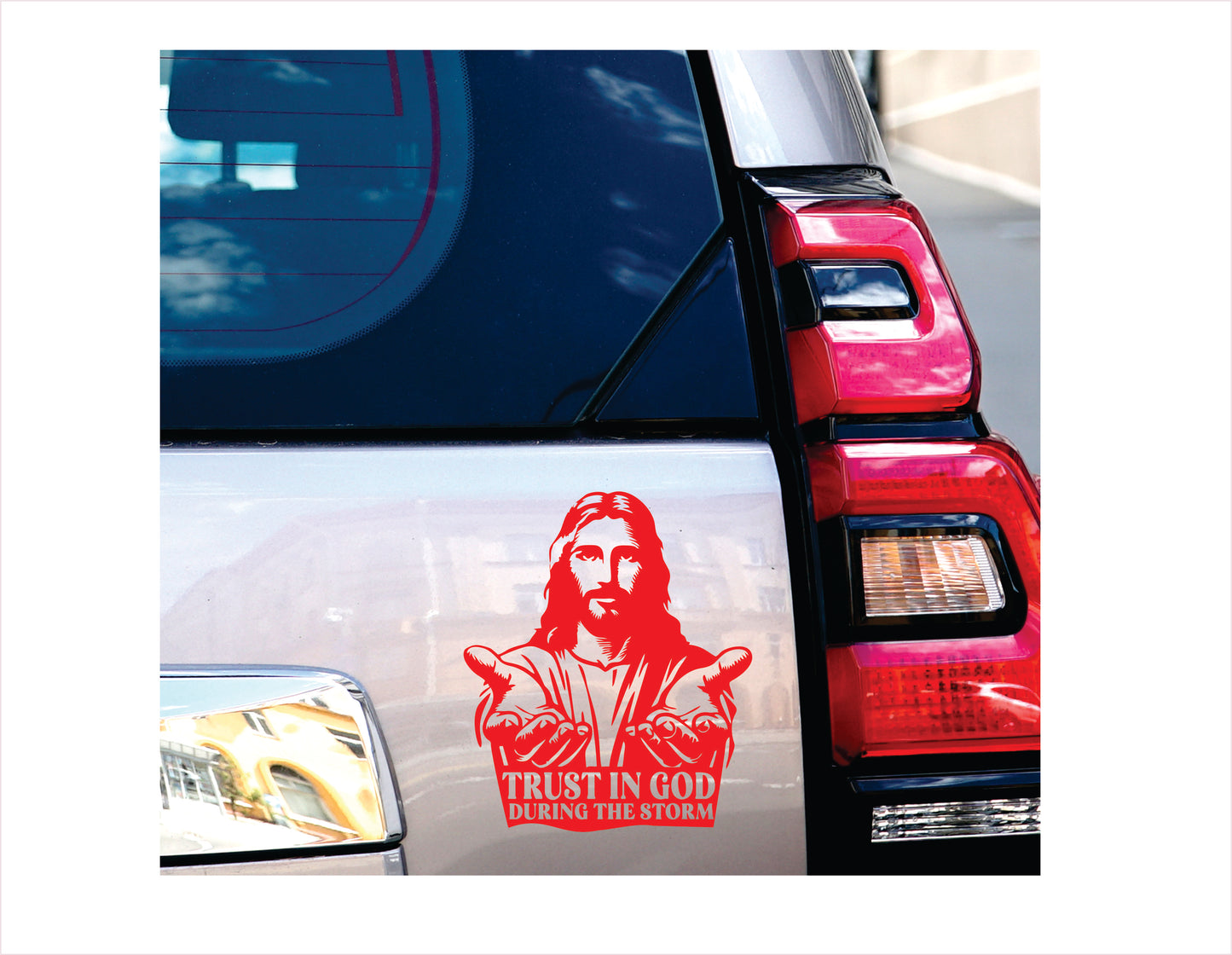 Trust in God during the storm red decal sticker
