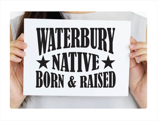 Waterbury native born raised Connecticut city Usa black decal sticker