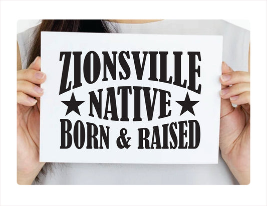Zionsville native born raised Indiana city Usa black decal sticker