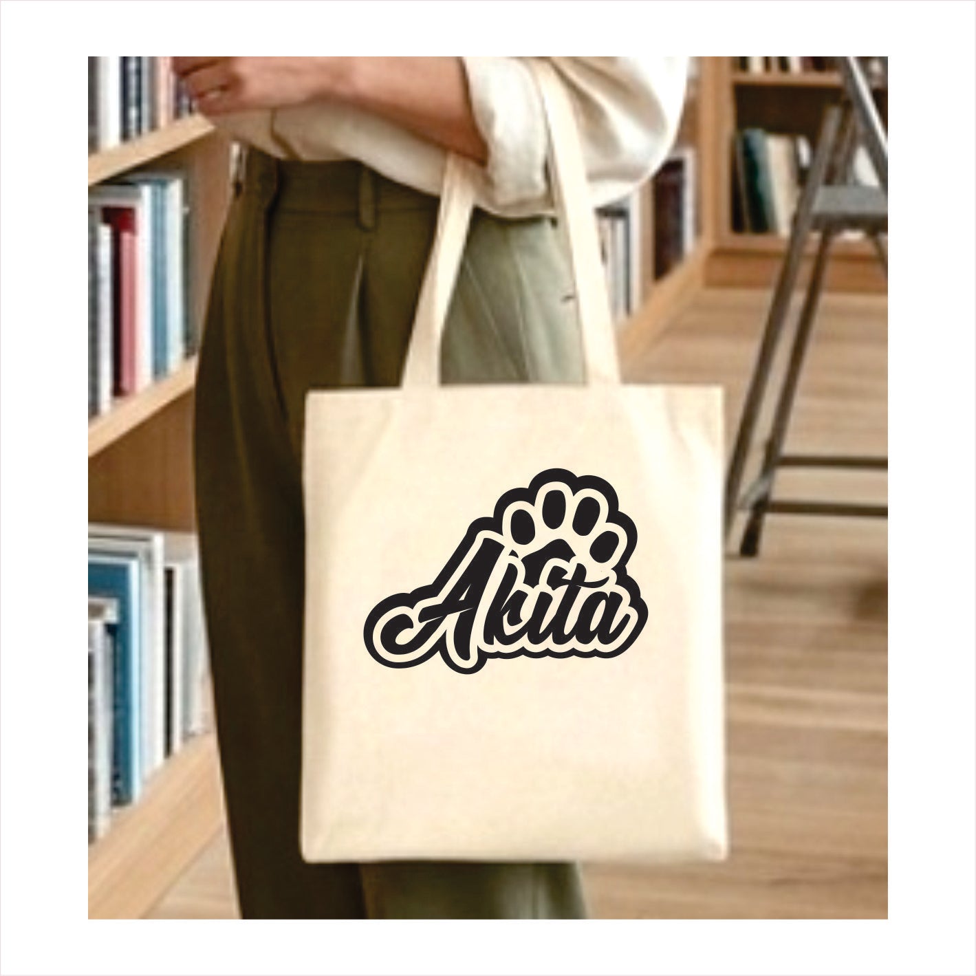 Akita dog paw tote bag 1