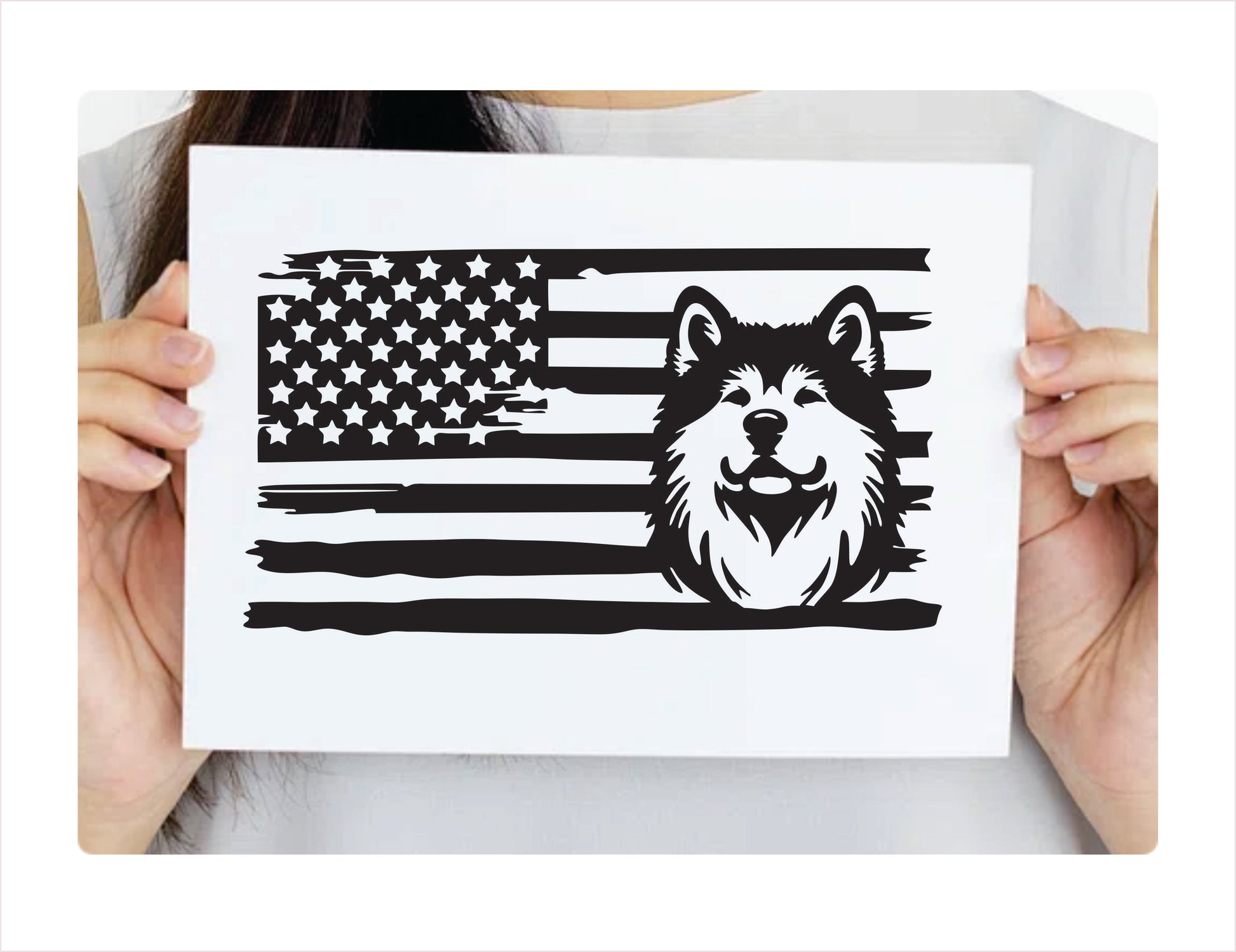 Akita Dog USA Black Decal Sticker 