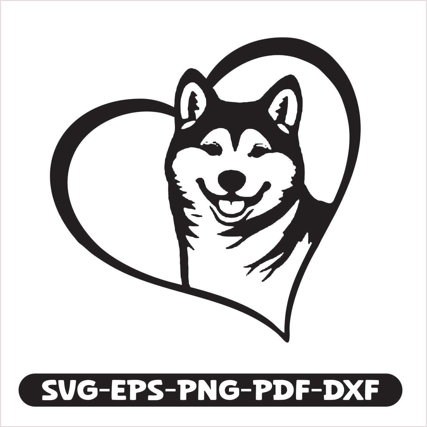 Akita Heart SVG EPS PNG PDF DXF Cutting