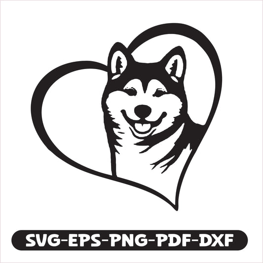 Akita Heart SVG EPS PNG PDF DXF Cutting