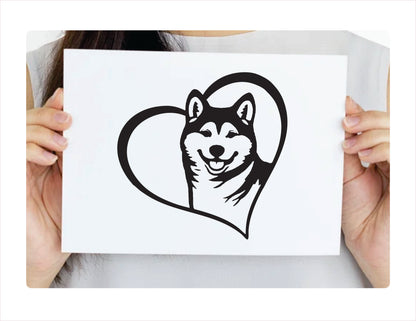 Akita Heart Black Decal Sticker