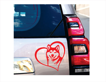 Akita Heart Red Decal Sticker