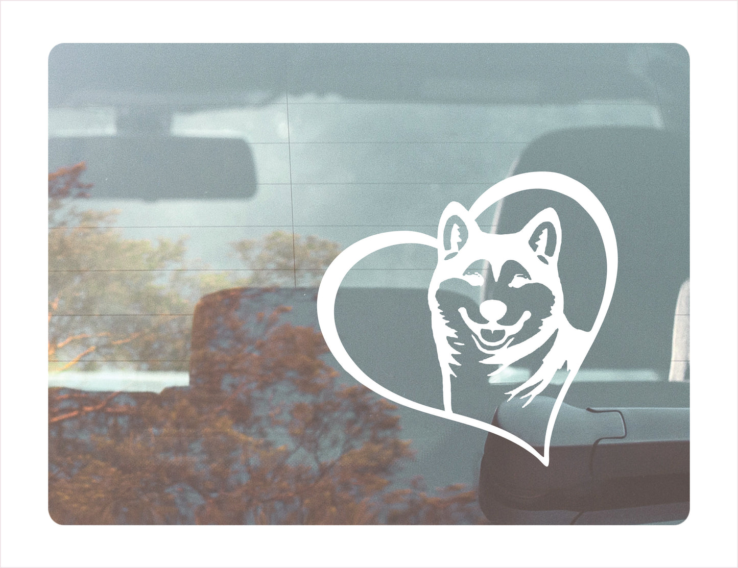 Akita Heart White Decal Sticker