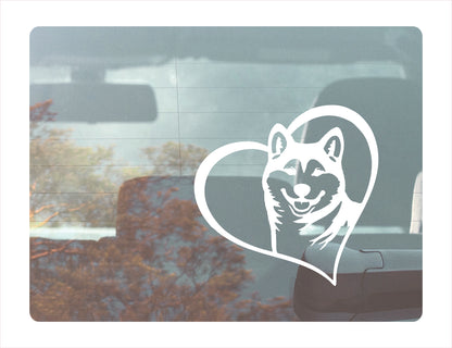 Akita Heart White Decal Sticker