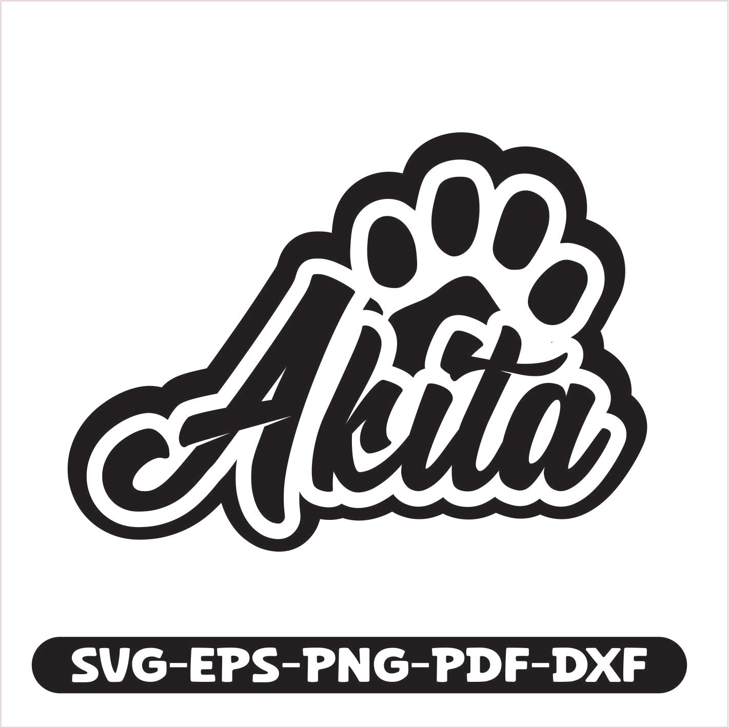 Akita Paw SVG EPS PNG PDF DXF Cutting File